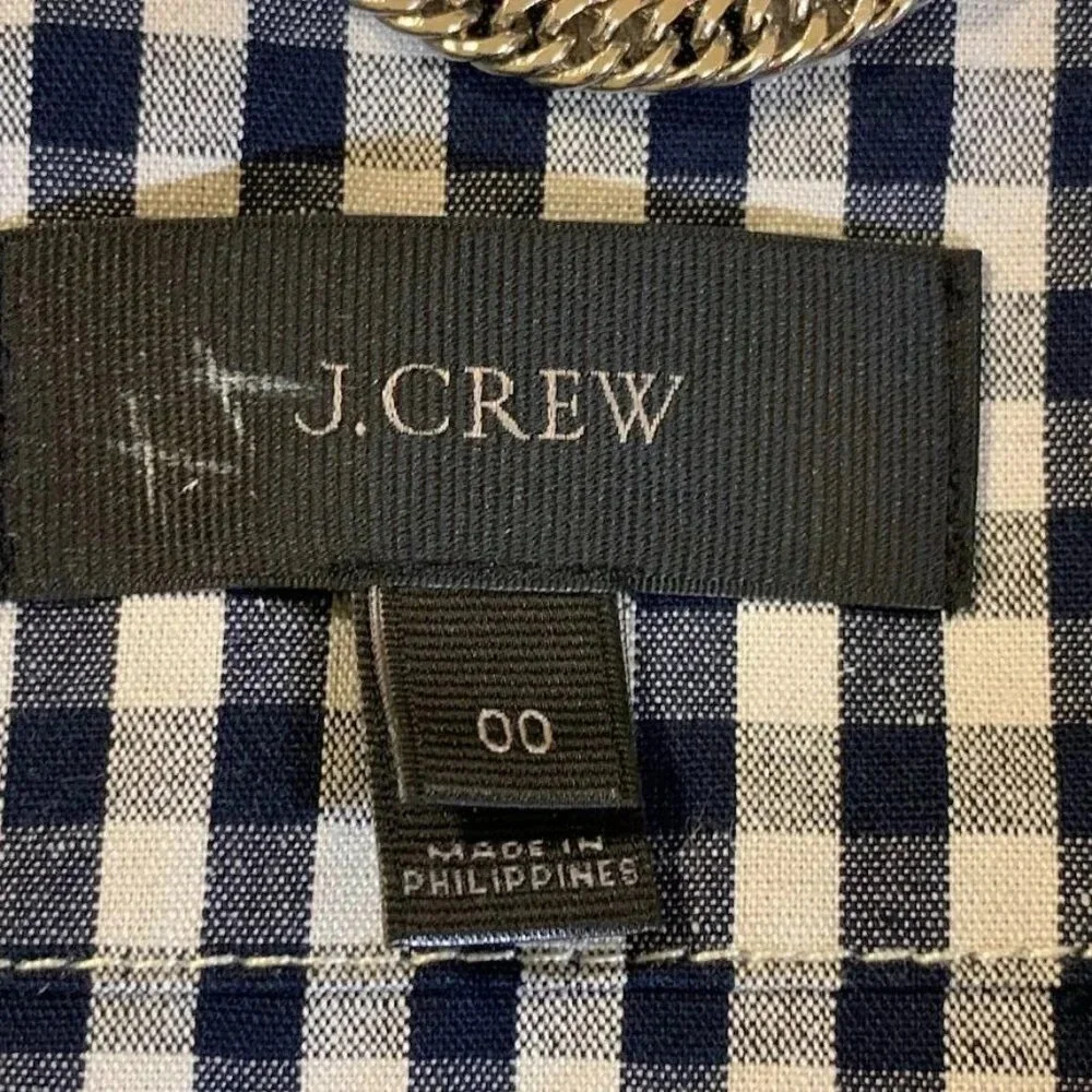 J. Crew Women's Gingham‎ Plaid Linen Blend Motorcycle Jacket Size 00